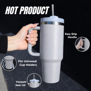 Stanley-Style Stainless steel insulated tumbler bottle with straw - 40 oz Leak proof travel Mug