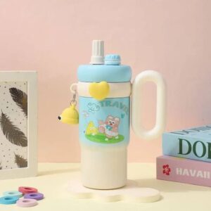 Double wall Vacuum Stainless Steel Tumbler with Dual Sipping and Key chain Handle (40 oz)